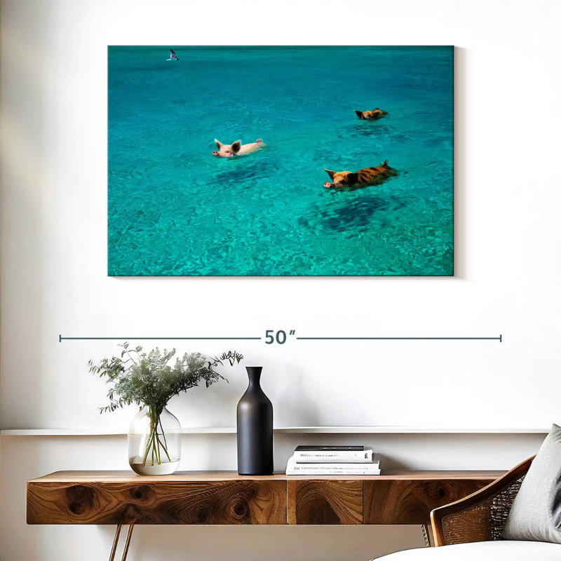 Brampt Pigs In Exuma Cays, 26" H x 39" W