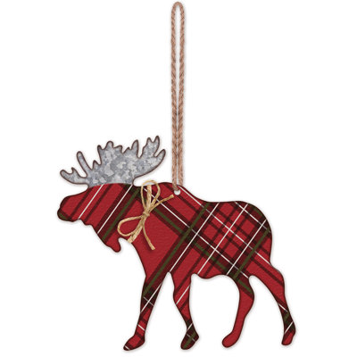 Plaid Moose Ornament - Set of 4