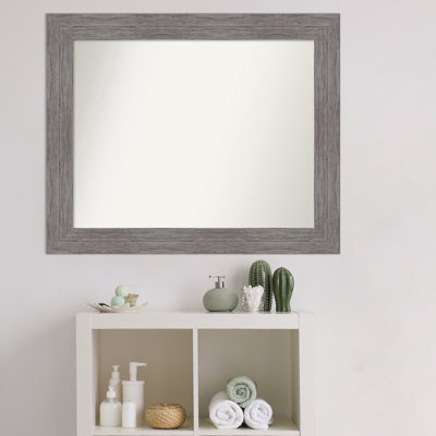 Pinstripe Plank Grey 23.5 in. x 29.5 in. Bathroom Vanity Non-Beveled Wall Mirror