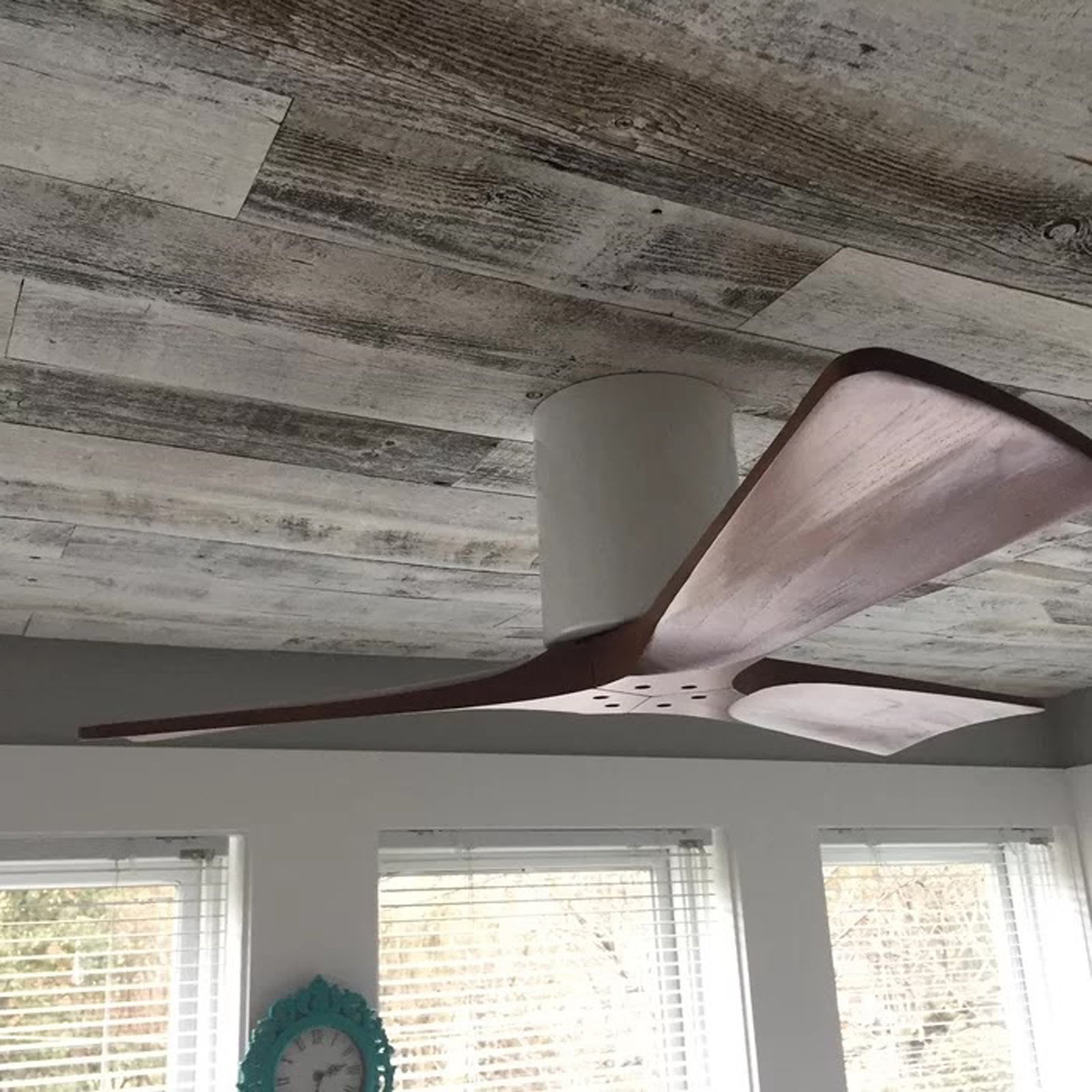 Olivier 3 Blade Ceiling Fan, Gloss White, Walnut Tone, 42"