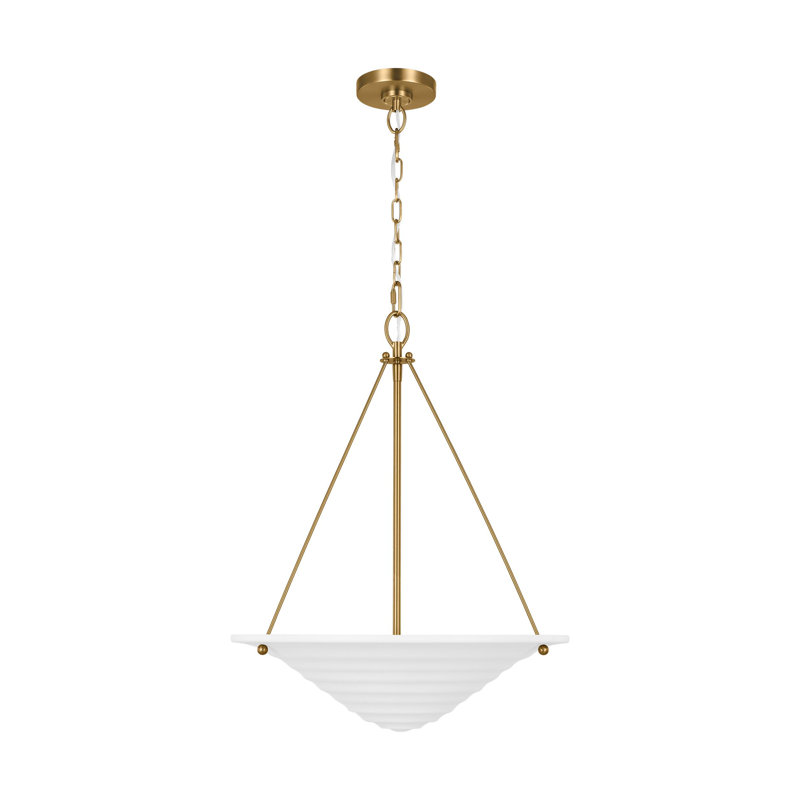 Textured White and Brass 3-Light Indoor Pendant