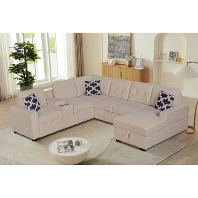 Multifunctional Modular L - Shaped Sectional Sofa With Built - In Cup Holders, Hidden Storage Compartments And Convertible Seating Design