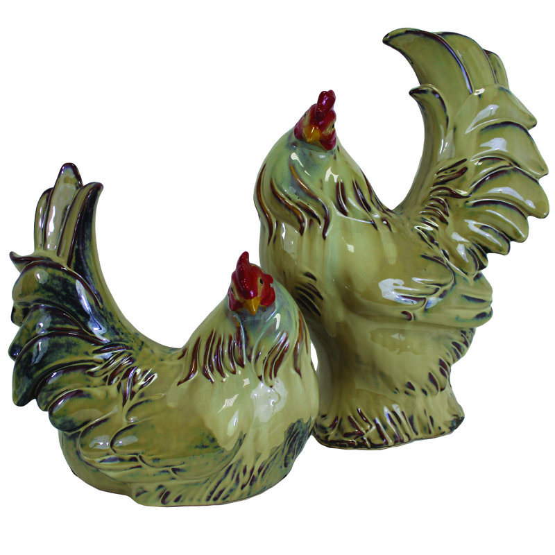 Ensemble de figurine 2 pièces perché poulets