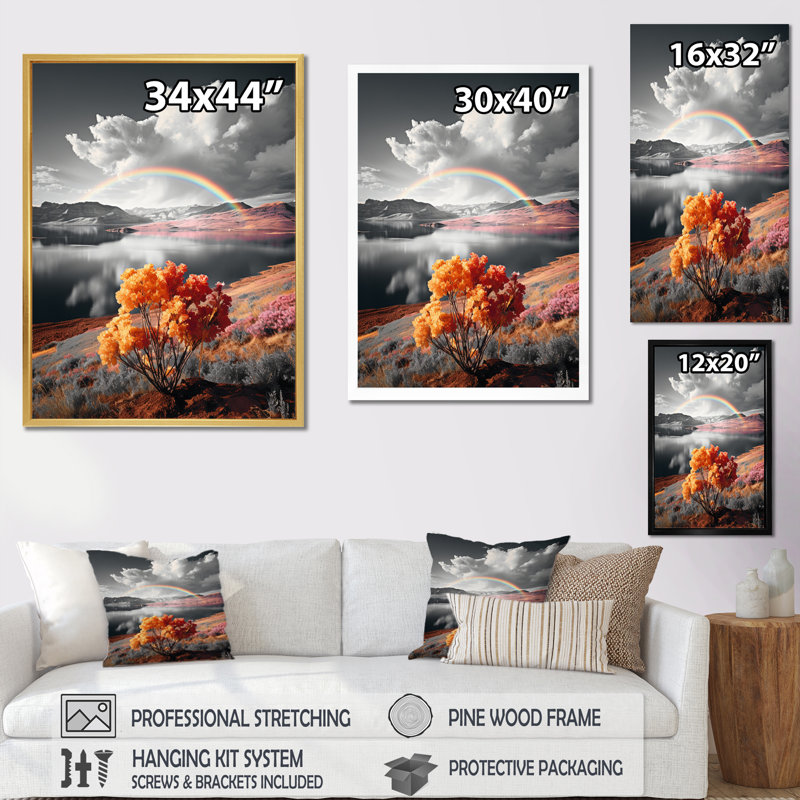 " Rainbow Chromatic Contrast Landscape ", 20" H x 12" W x 1" D, Black Floater Framed