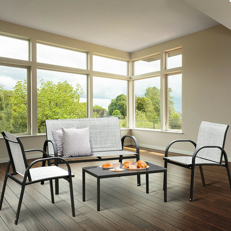 Krick Metal 4 - Person Seating Group, Deck Grey