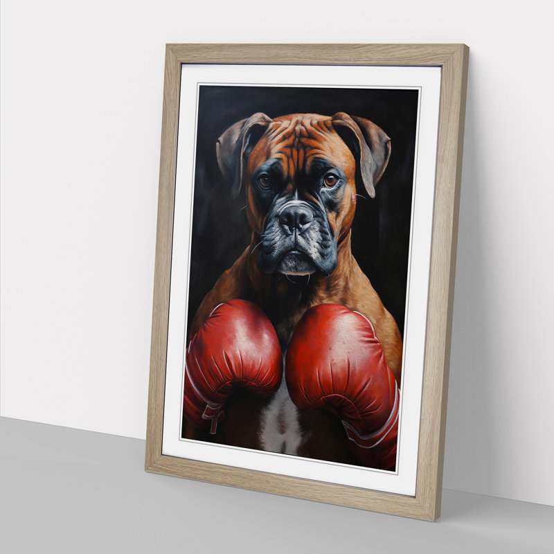 Boxer Dog Realism Art - Framed Print, Oak Framed, 64cm H x 46cm W x 2cm D