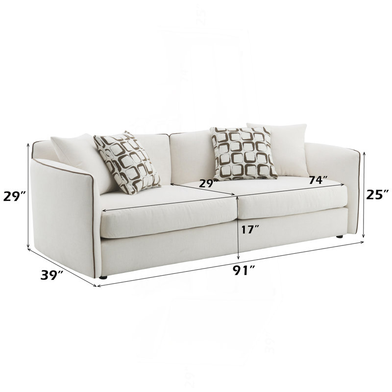 Beige Chenille Sofa W/4 Pillows