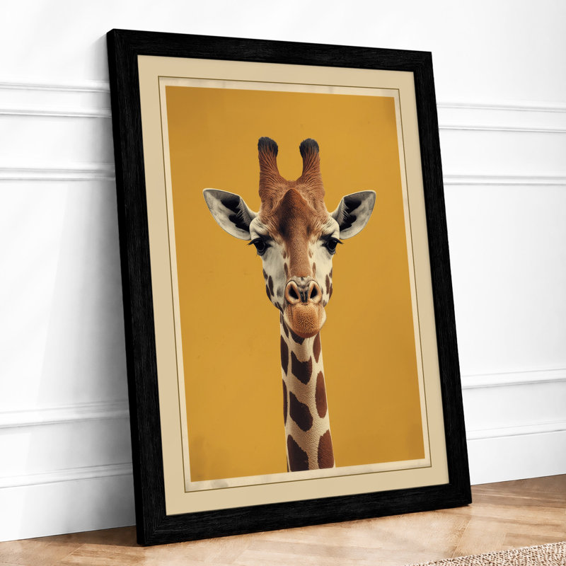 Giraffe Portrait Modern - Framed Print, A2 - 59.4 x 42.0 cm, Black
