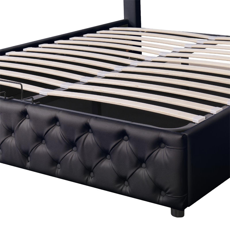Breeyanna Upholstered Storage Bed, Black, Double (4'6)