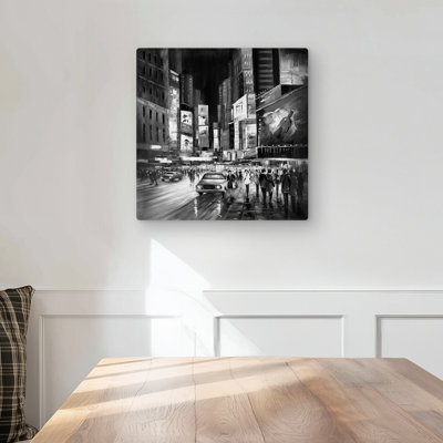 Times Square Monochrome - Gray Woman Metal Print | Home Decor