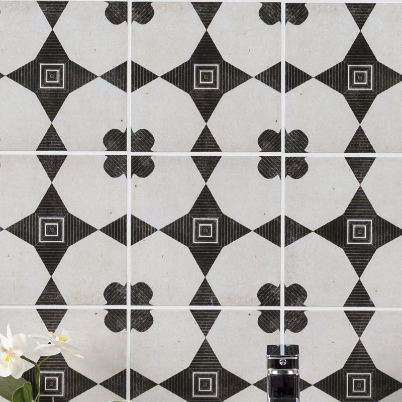 Amara 8 in. x 8 in. Encaustic Look Matte Porcelain Floor and Wall Tile, Estara