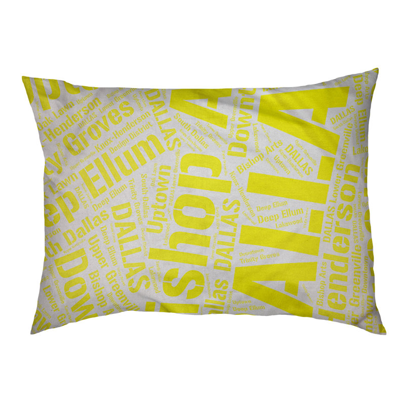 Coussin de chien « districts », Moyen (H 9,5 po x l 28 po x P 18 po), Jaune, Dallas
