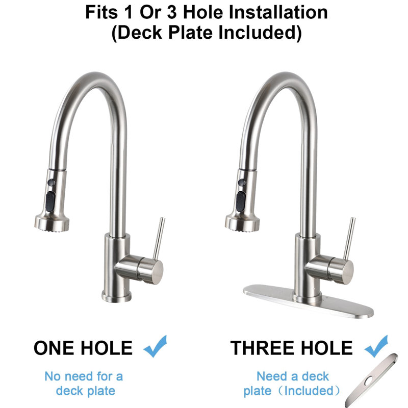 Robinet de cuisine en acier inoxydable avec tirette en nickel brossé - Scratch & Rust, Chrome chrome