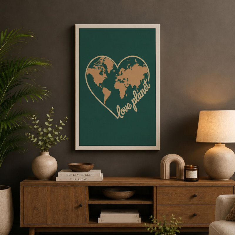 Love Planet Modern - Wrapped Canvas, 24x16 - 61.0 x 40.6 cm, Taupe Border
