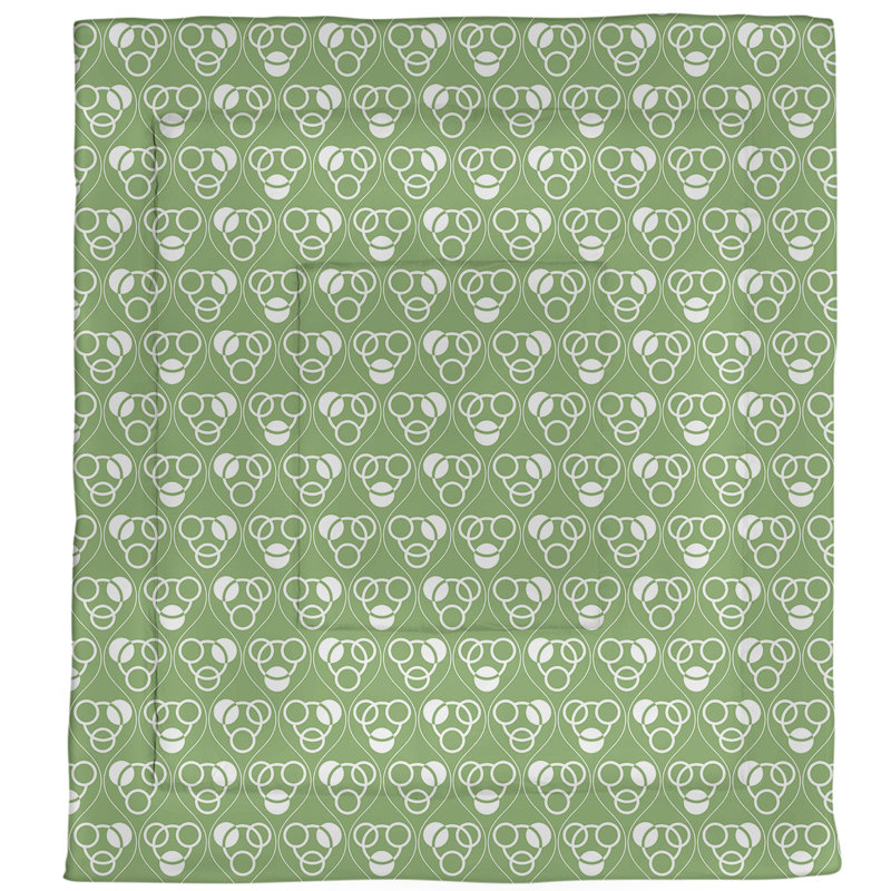 Édredon réversible simple en microfibre Circles Waves, Édredon très grand, Vert/blanc