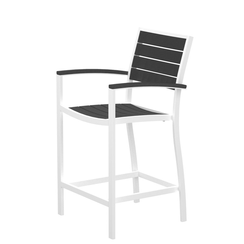 Chaise avec accoudoirs de comptoir POLYWOOD Euro, Gris State, Blanc