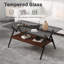Table basse en verre trempé gris pour le salon, tablette en bois aggloméré brun, facile à nettoyer et durable-1962743692