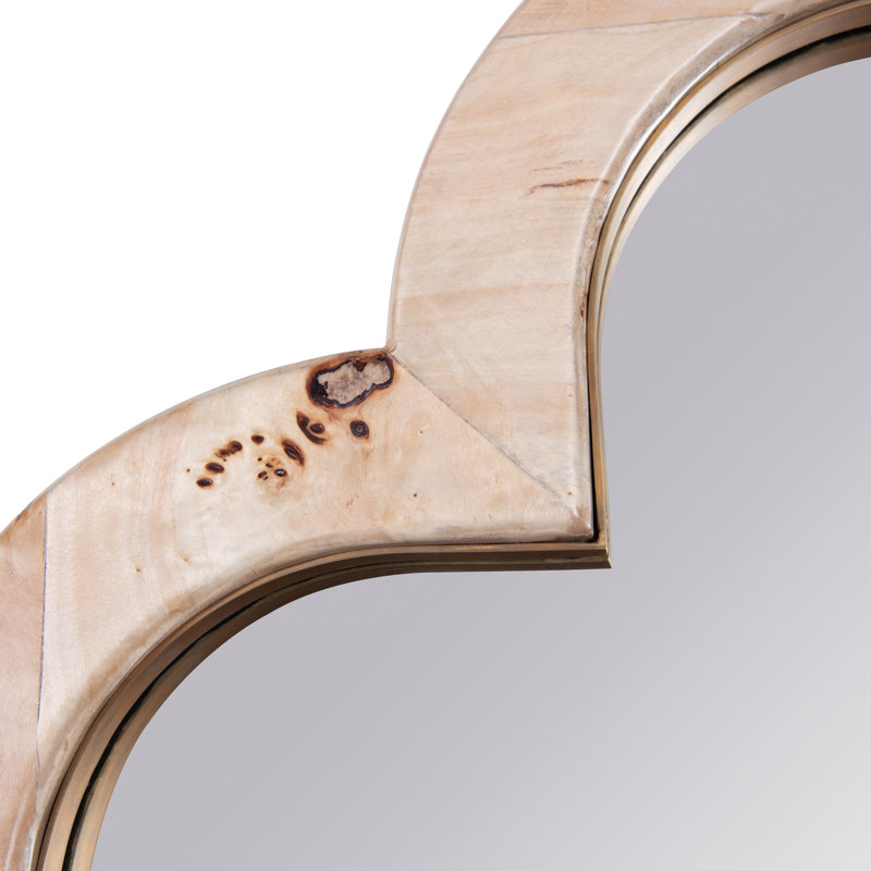 Miroir mural suisse - l 36 po x H 36 po - ronce de peuplier / laiton vieilli, Bois naturel, 36 po x 36 po
