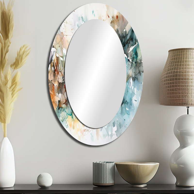 Vibrant Paint Eruption V - Miroir mural ovale vert, 36 po x 24 po