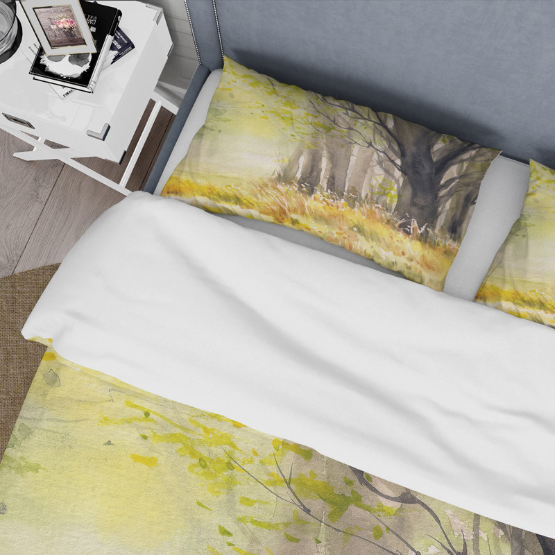 Ensemble de housse de couette traditionnel Bright Sunshine Through The Forest Trees II - microfibre de polyester