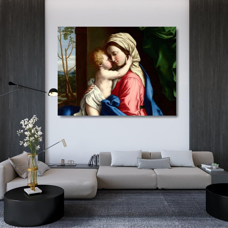 Art sur toile tendue Astoria Grand Sassoferrato, "La Vierge à l'enfant", H 36 po x l 47 po