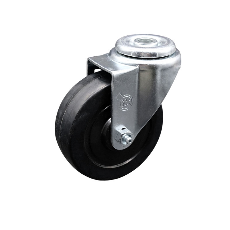 4 Inch Soft Rubber Wheel Swivel Bolt Hole Caster Service Caster Brand