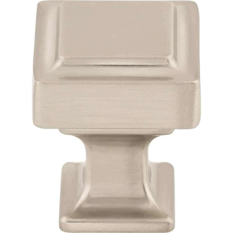 Ascendra Square Knob, Brushed Satin Nickel, 1 1/4" Length