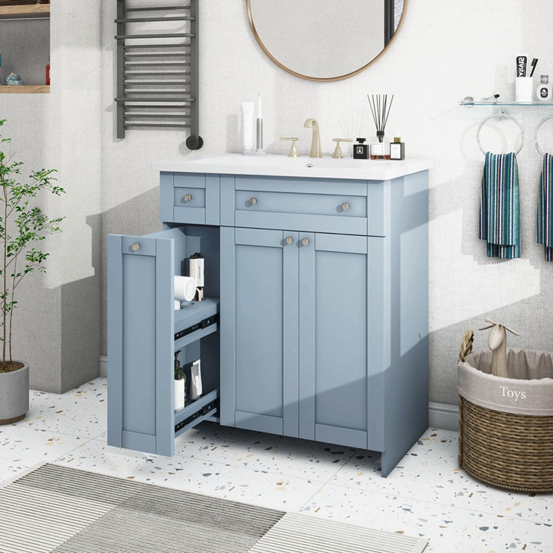 Armoire de rangement abondante avec 2 portes à fermeture douce, Bleu