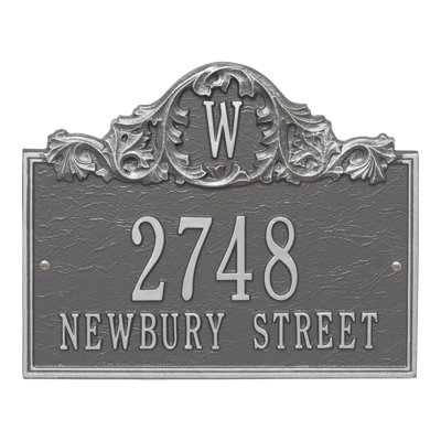 Acanthus Monogram 3-Line Wall Address Plaque