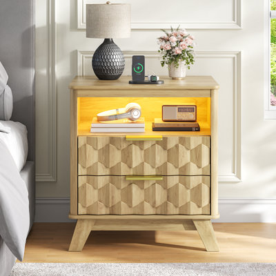 50cm W Manufactured Wood Bedside Table