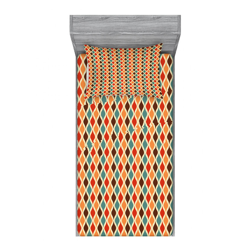 Microfiber Geometric Sheet Set, Twin XL Sheet Set with Fitted Sheet
