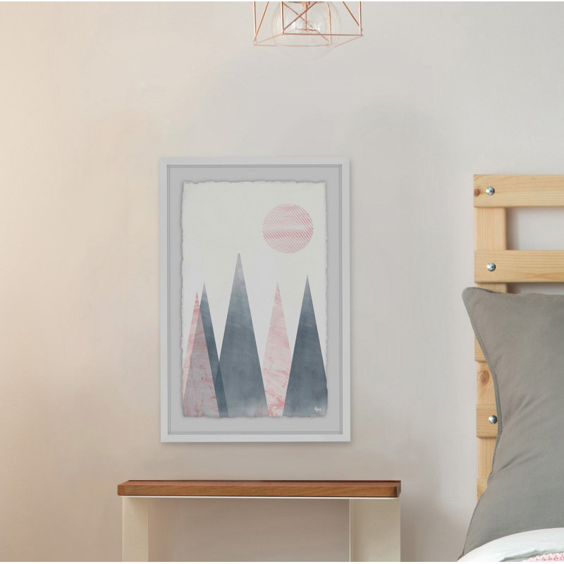 Striped Moon 1 Piece Single Picture Frame Wall Art, 61 cm H x 41 cm W x 4 cm D, White Framed with Deckled Edges