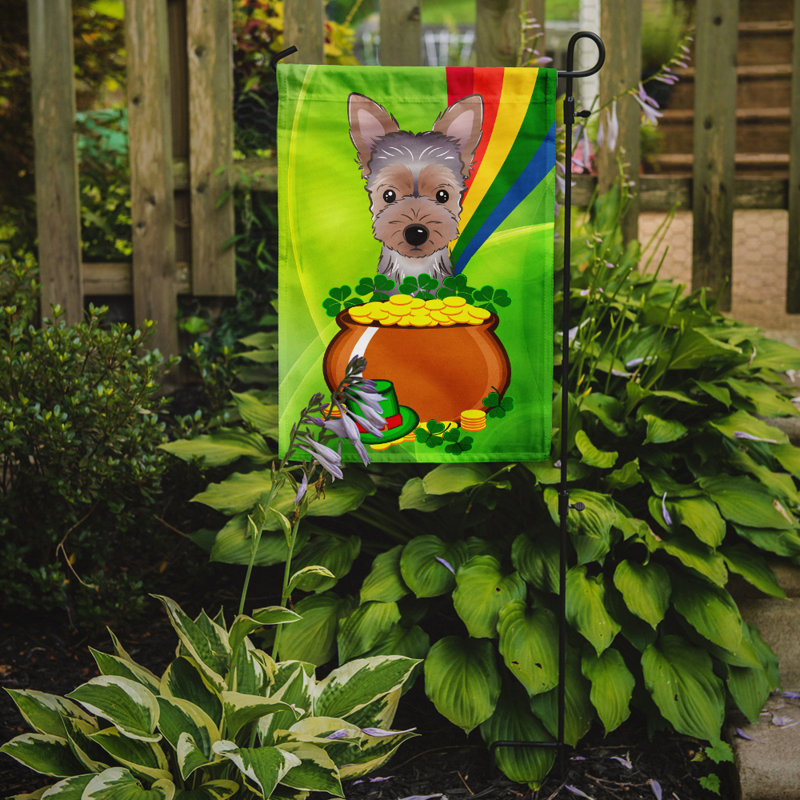 Drapeau de jardin Arella St. Patrick's, Yorkie (gris et beige)