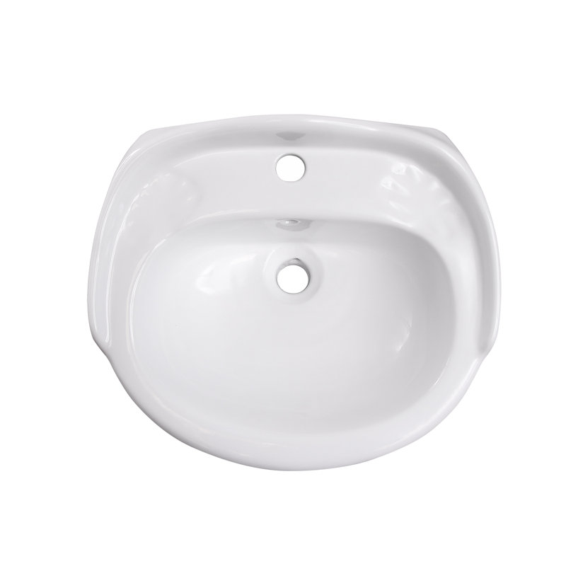 Lavabo sur piédestal 18 po Arianne, 1 trou, blanc