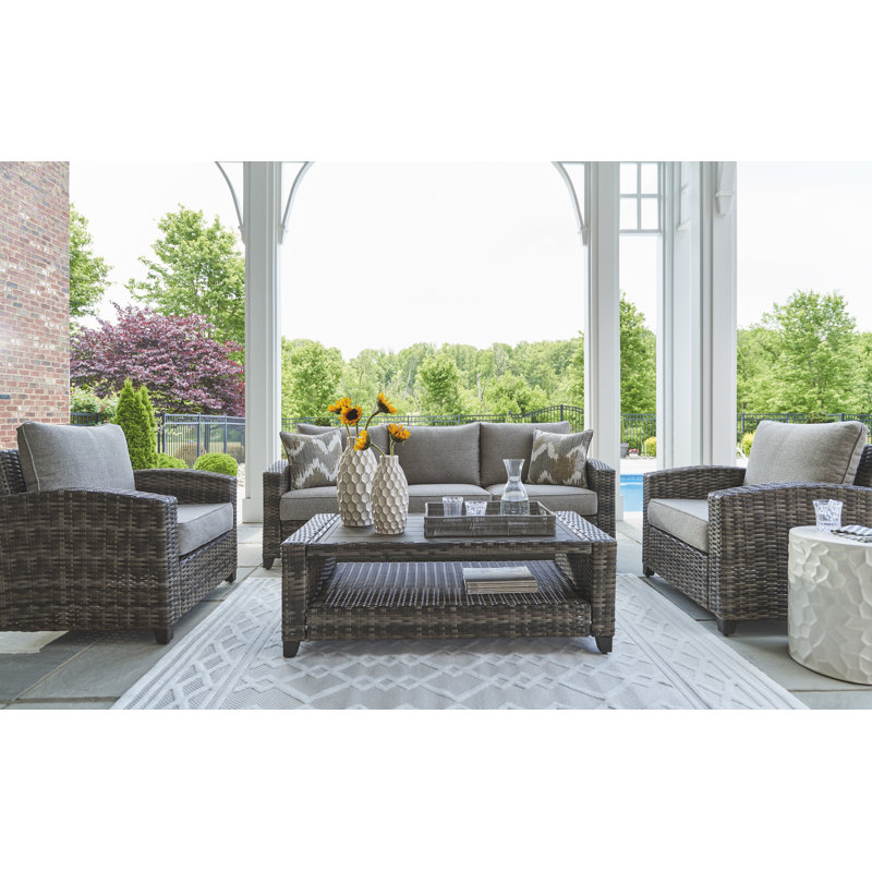 Gennie Wicker 5 - Person Patio Conversation Set with Cushions