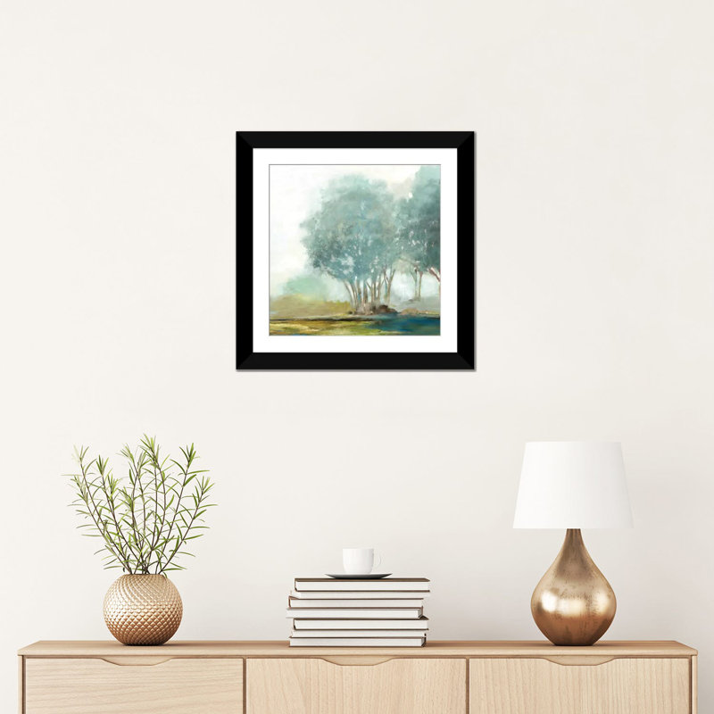 «Blueberry Hill II, Square», reproduction sur toile, H 16 po x l 16 po x P 1 po, Papier d'art encadré noir, Blanc