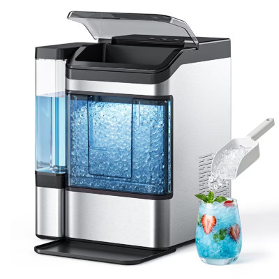 Ice Maker Countertop, Nugget Ice in 6 Mins, 44LBS/Day Chewable Ice Machine with Self-Cleaning, Large Water Tank for Home, Kitchen, Party, Camping