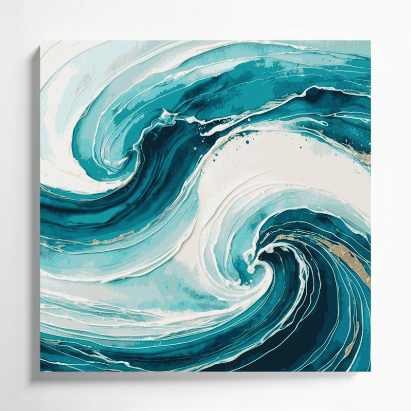 Art mural sur toile bleu, H 32 po x l 32 po