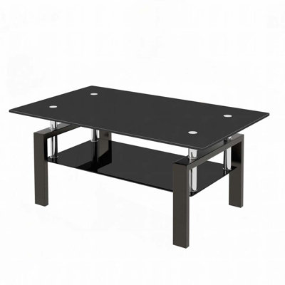 2-Layers Tempered Clear Glass Coffee Table