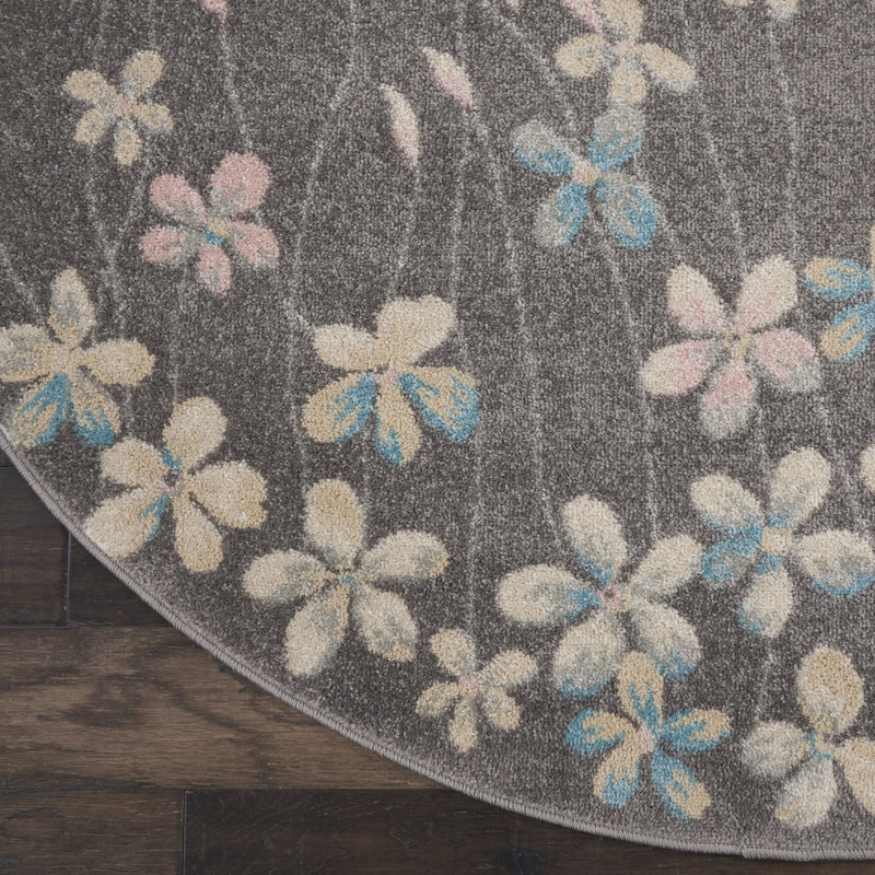 Tapis gris, Rond 5 pi 3 po