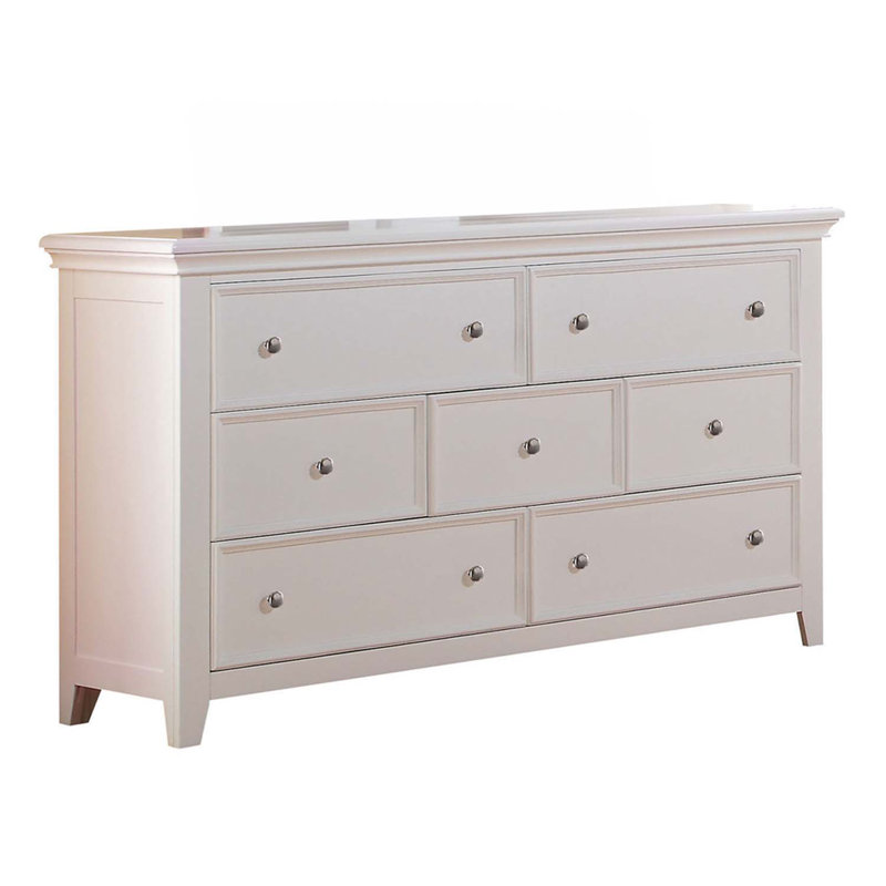 Commode 7 tiroirs Lacey, finition blanche