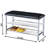 Metal Shoe Bench With Black Seat, Silver