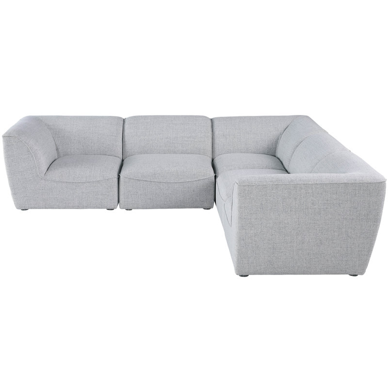 Canapé modulaire réversible de coin Callem, Tissu gris texturé en lin