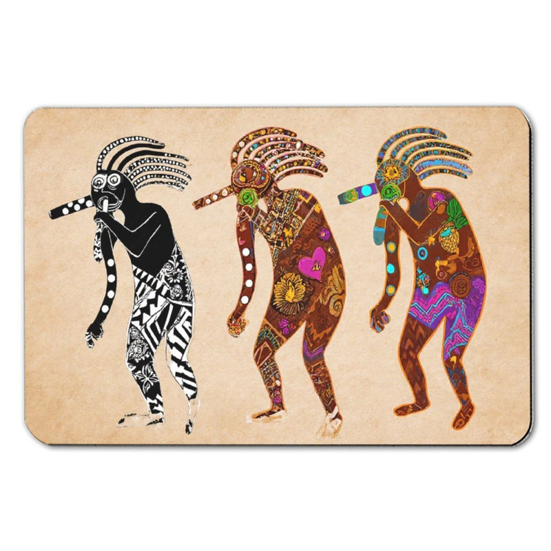 Tapis de bain tribal à motif coloré, 16 x 24