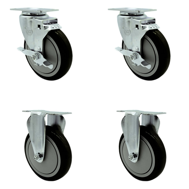 4 Piece Polyurethane Caster Set, Black