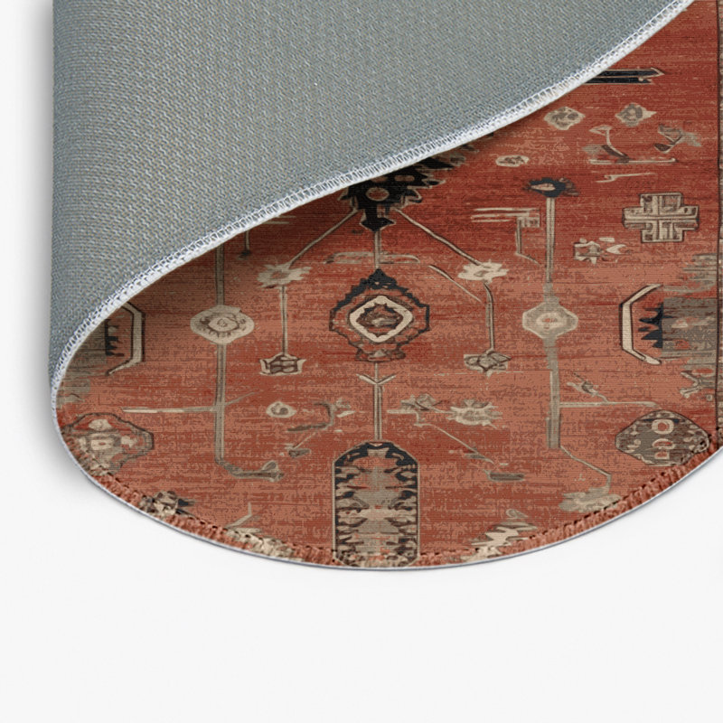 Tapis turc intérieur et extérieur brun, Rond 5 pi