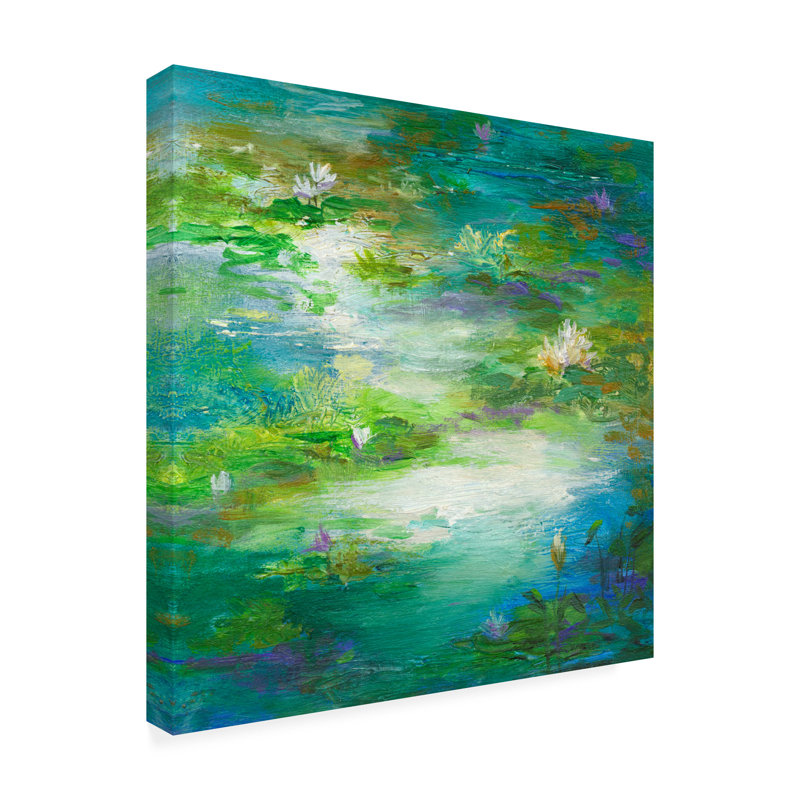 Reproduction d’art sur toile tendue, "Water Lily pond 2" par Sheila Finch, H 18 po x l 18 po x p 2 po