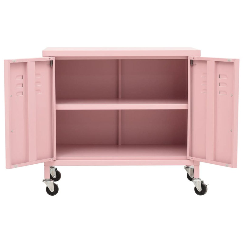 Storage Cabinet Freestanding File Cabinet with Shelves for Office Steel, Pink