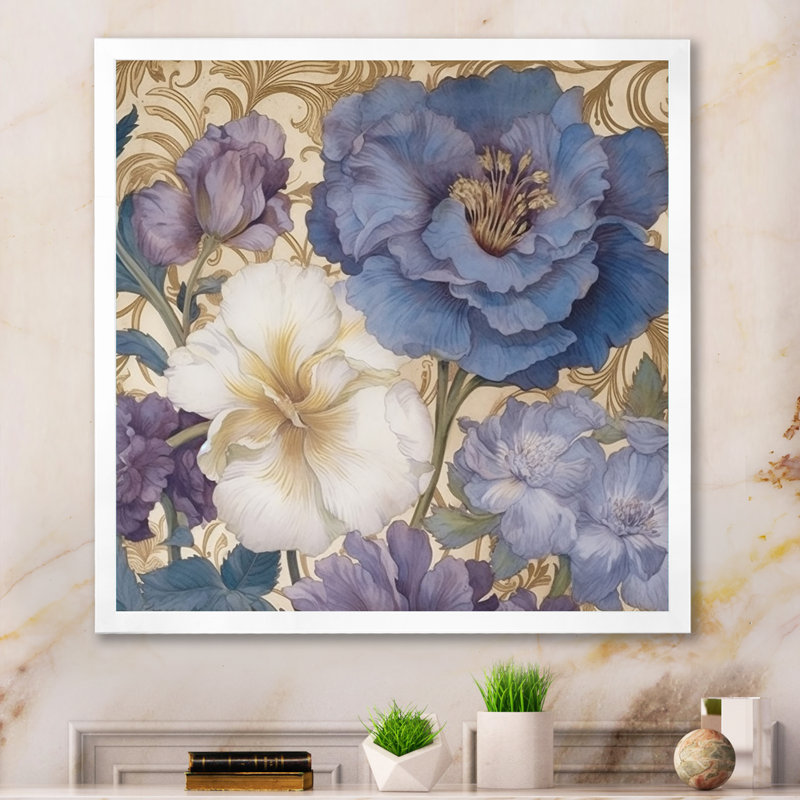 «White Hibiscus Blossoming Retro Illustration», reproduction sur toile, Cadre simple blanc, H 16 po x l 16 po x P 1 po
