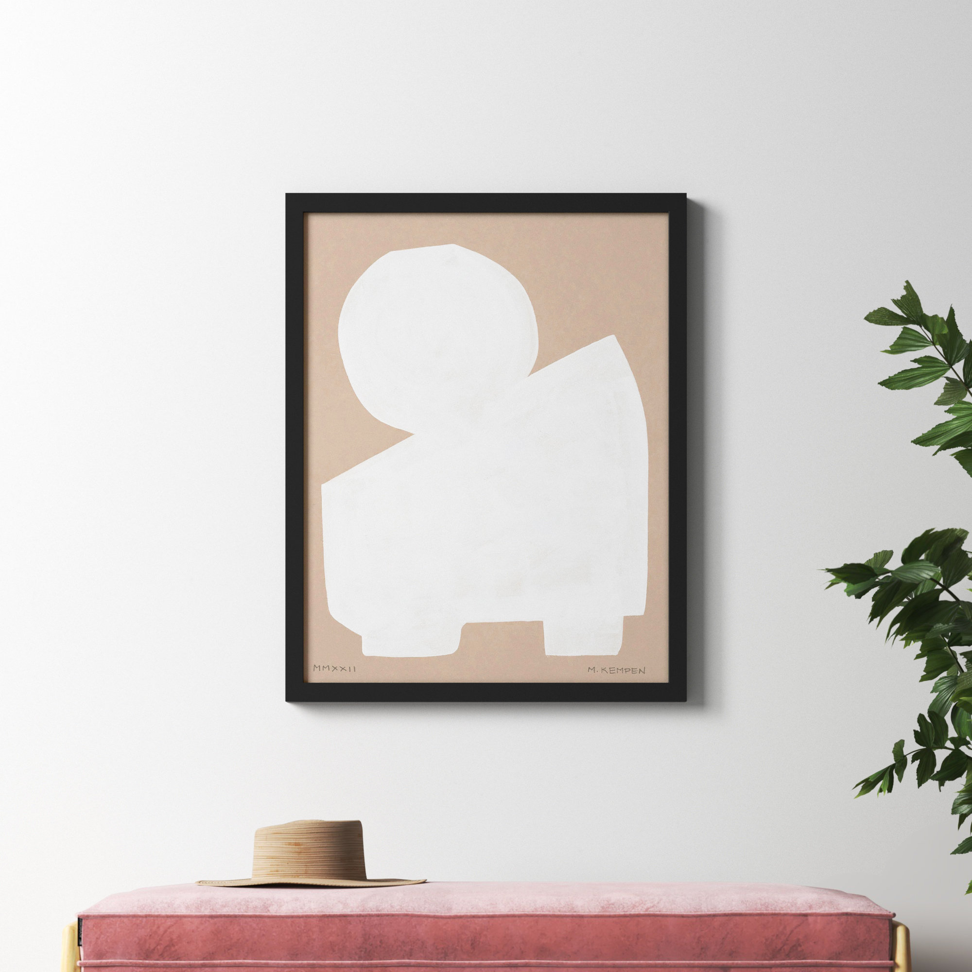 Modules In White 2 by Michael Kempen, 30" W x 38" H, Black Framed